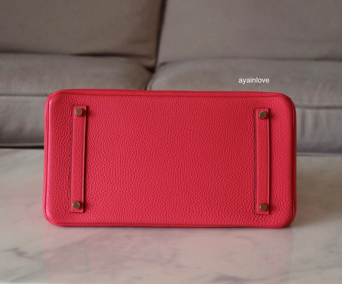 HERMES Birkin 35 Togo Rouge Pivoine Gold Hardware R Stamp