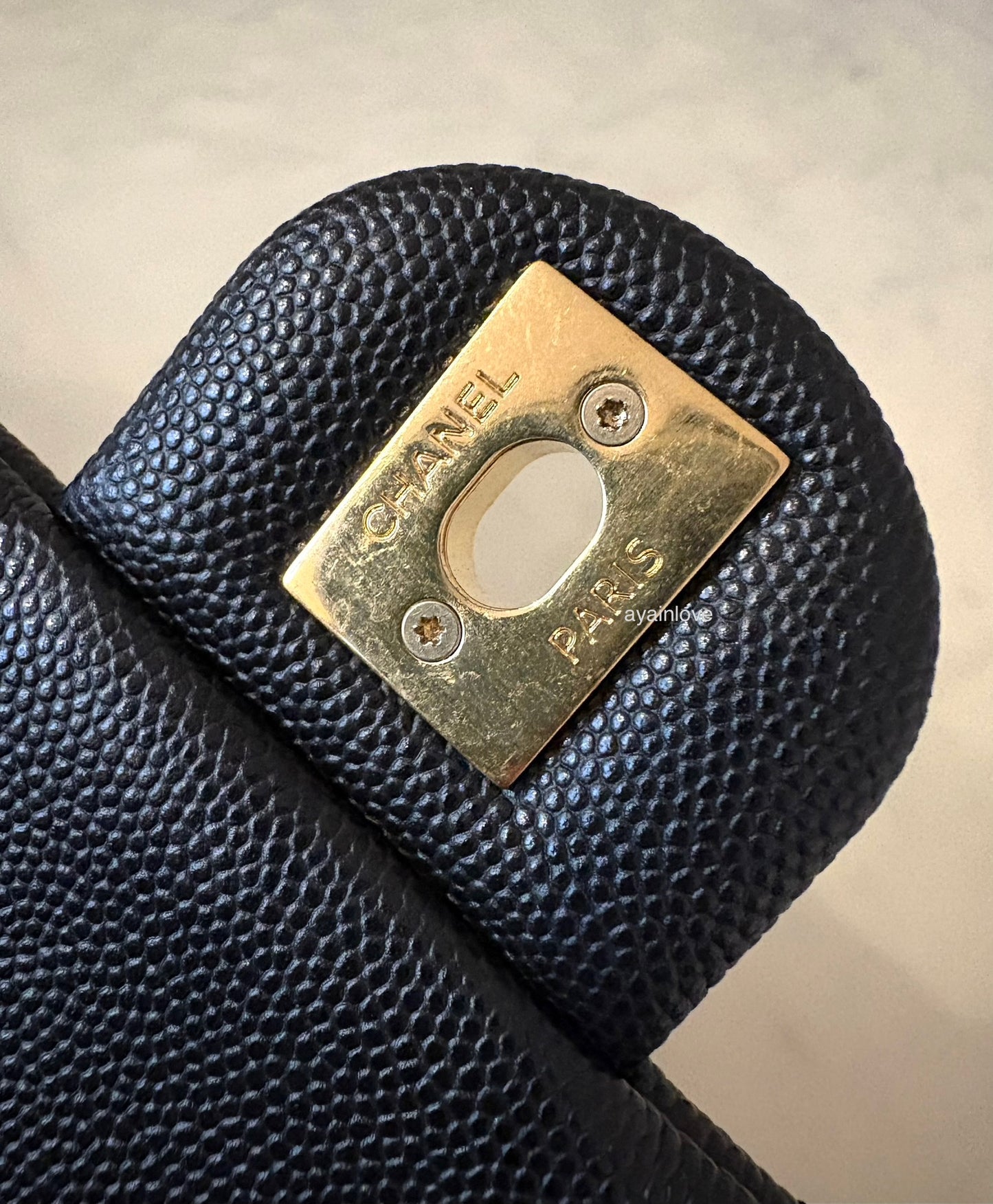 CHANEL 23C Black Caviar CC You 24cm Small Flap Bag Gold Hardware