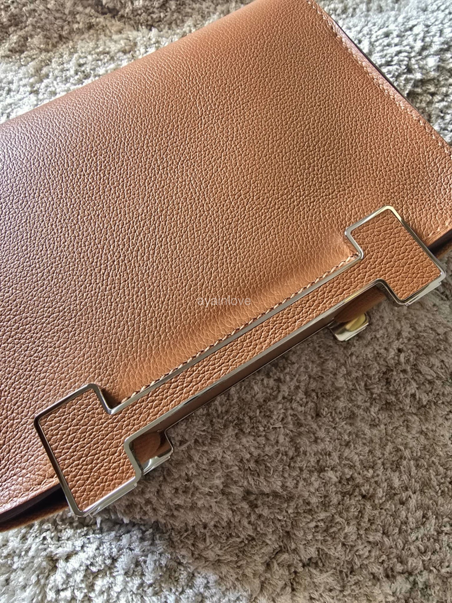HERMES Geta Gold Evercolor Bag Palladium Hardware W Stamp