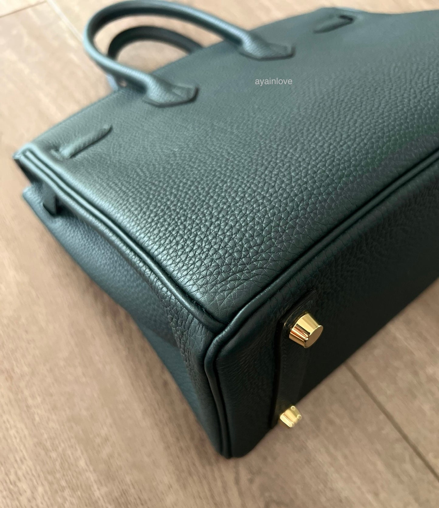 HERMES Birkin 25 Vert Cypress Togo Bag Gold Hardware U Stamp
