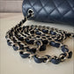 CHANEL 18B Navy Blue Caviar Quilted Rectangular Mini Flap Bag Silver Hardware