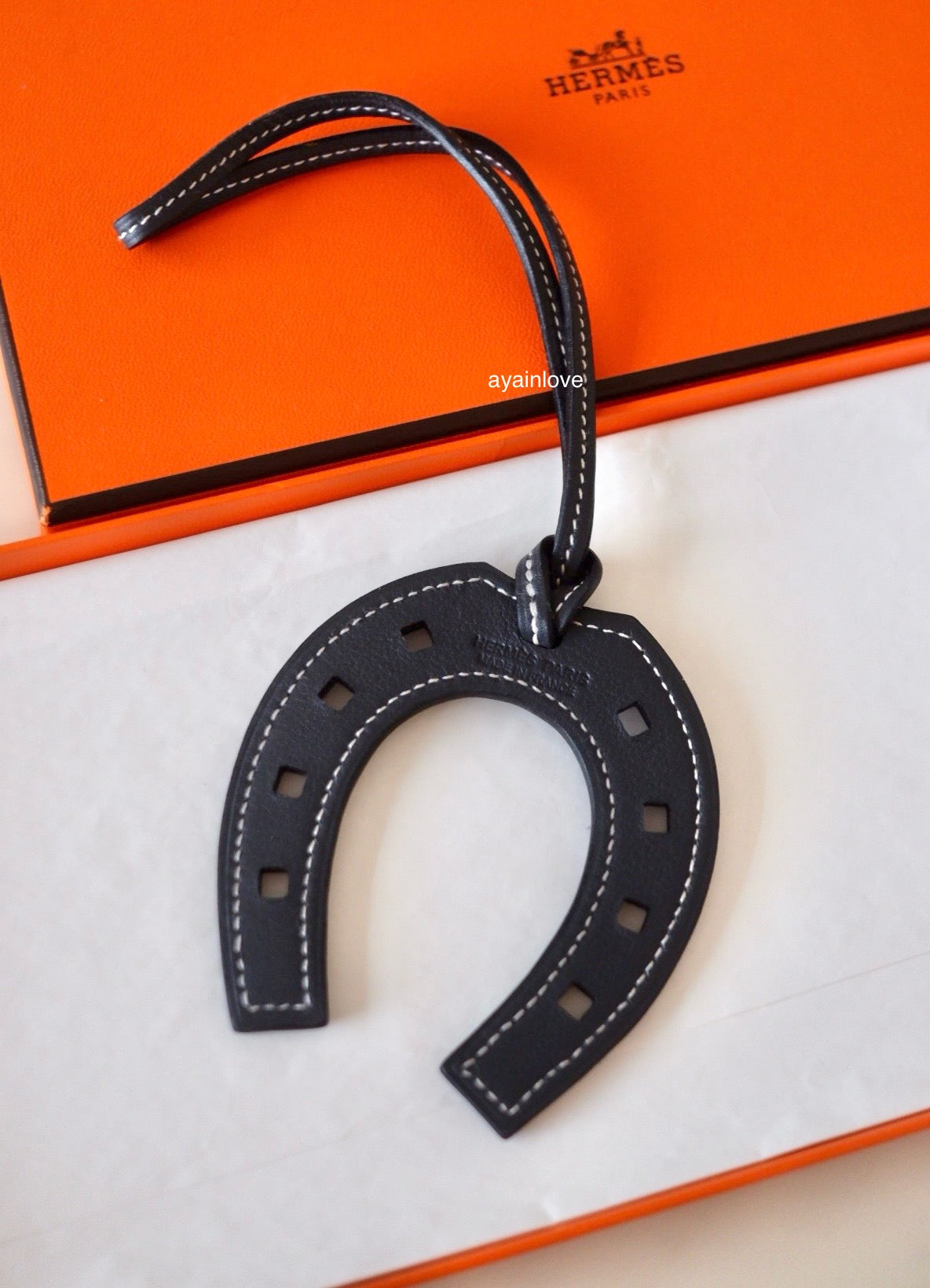 HERMES Black Horseshoe Bag Charm