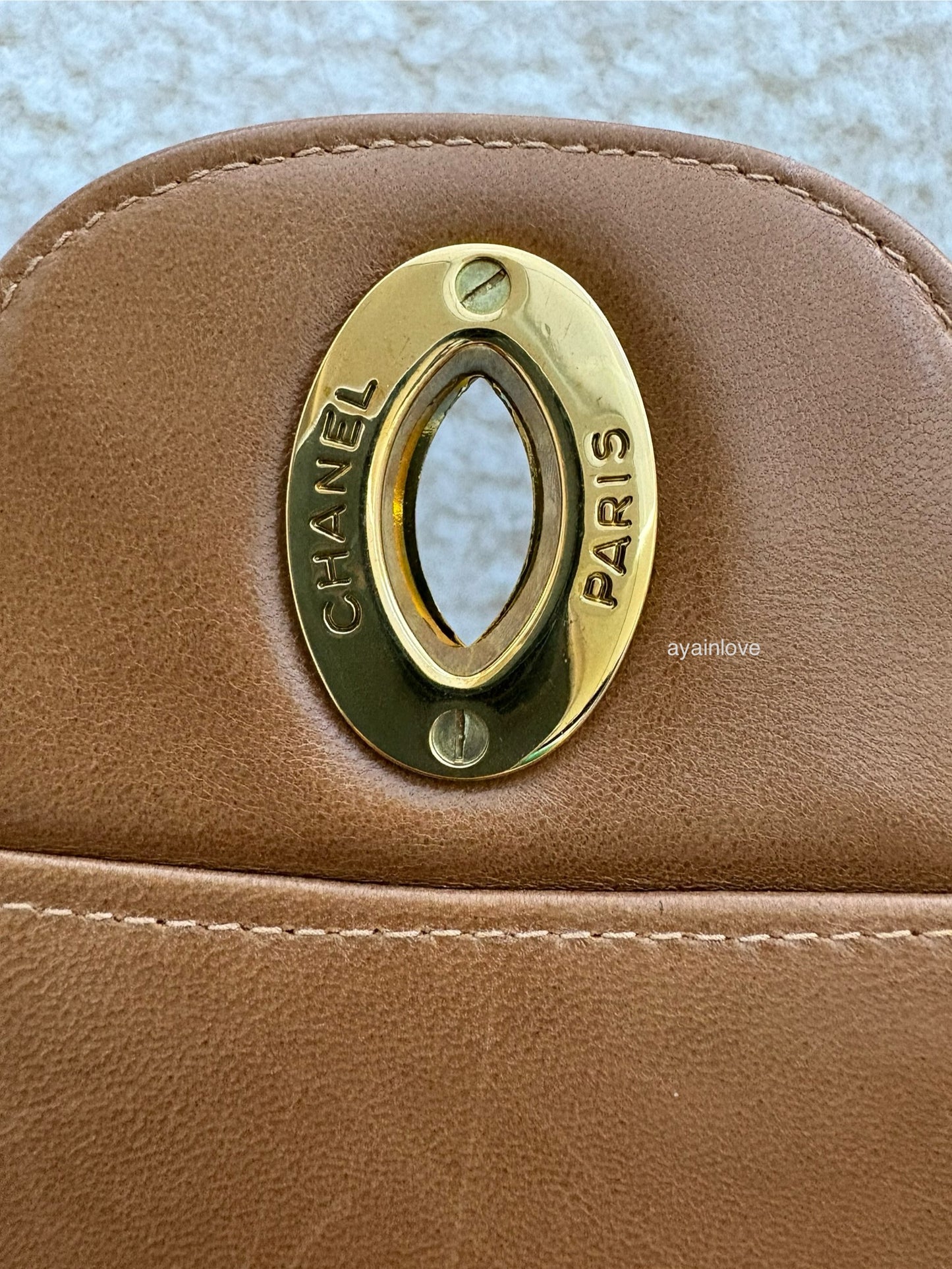 CHANEL Vintage Dark Beige Quilted Jumbo Classic Single Flap Oversized CC Bag 24KT Gold Plated Hardware Series 3