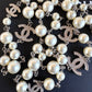 CHANEL 18V Classic Pearl CC Long Necklace Silver Hardware