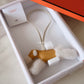 HERMES Budy Ecru/Paille/Craie Wool Leather Bag Charm K Stamp