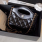 CHANEL Black Calfskin Mini 31 Shopping Bag Light Gold Hardware