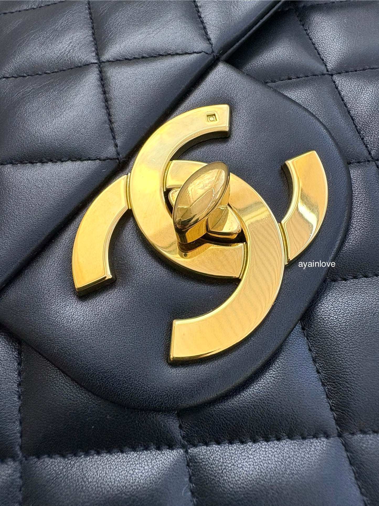 CHANEL Vintage Black Quilted Maxi XL Jumbo Classic Single Flap Oversized CC Bag 24KT Gold Plated Hardware Series 3
