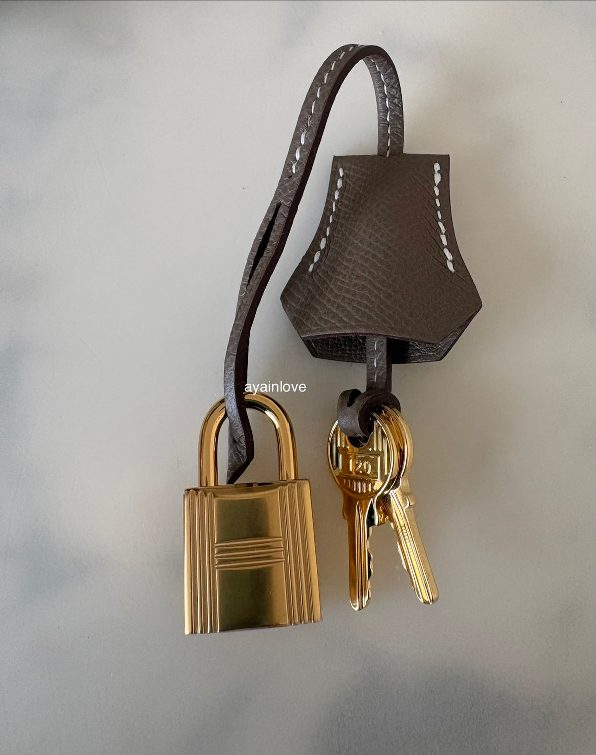 HERMES Kelly 25 Etoupe Epsom Bag Gold Hardware W Stamp