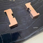 HERMES Constance Blue Marine Shiny Alligator Bicolor Verso Cuivre Long Wallet To Go Rose Gold Hardware