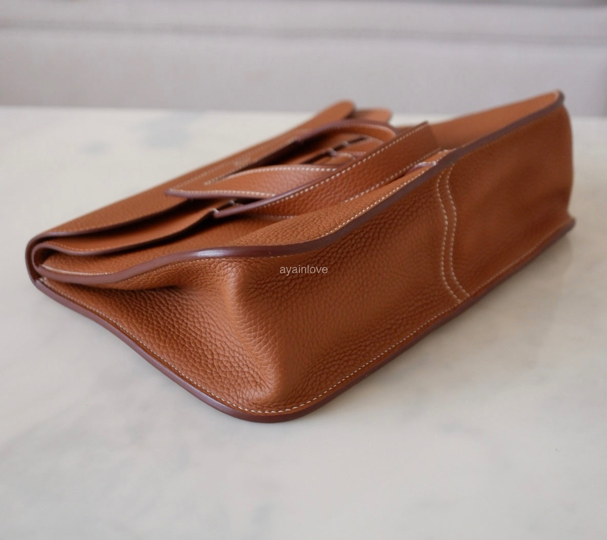 HERMES Halzan 31 Gold Clemence Gold Hardware D Stamp