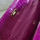 HERMES Kelly Pochette Rose Scheherazade Shiny Alligator Gold Hardware C Stamp