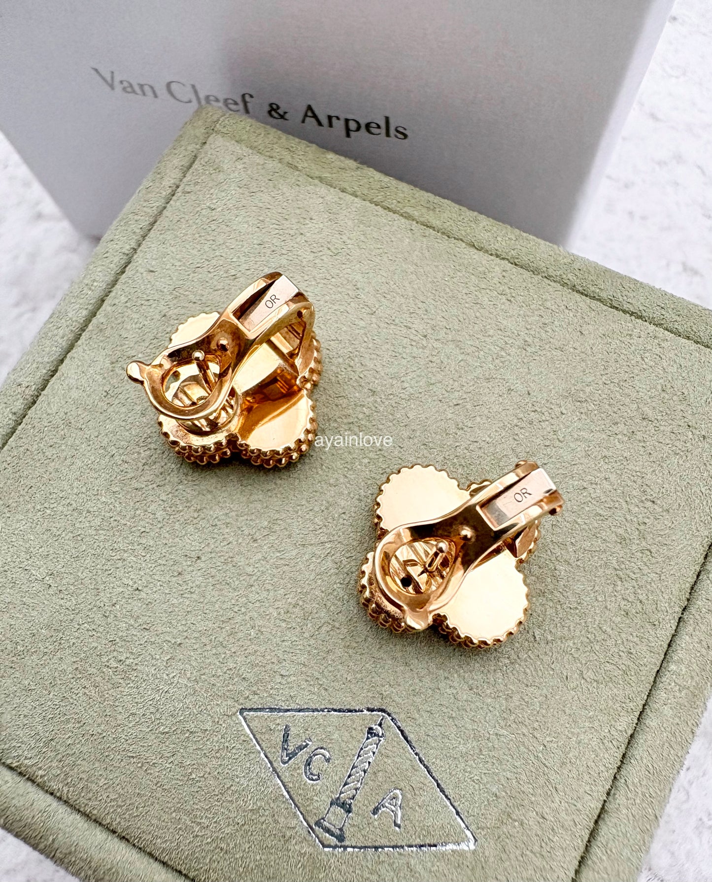 VAN CLEEF ARPELS VCA 18KT Yellow Gold Guilloche Vintage Alhambra Earrings