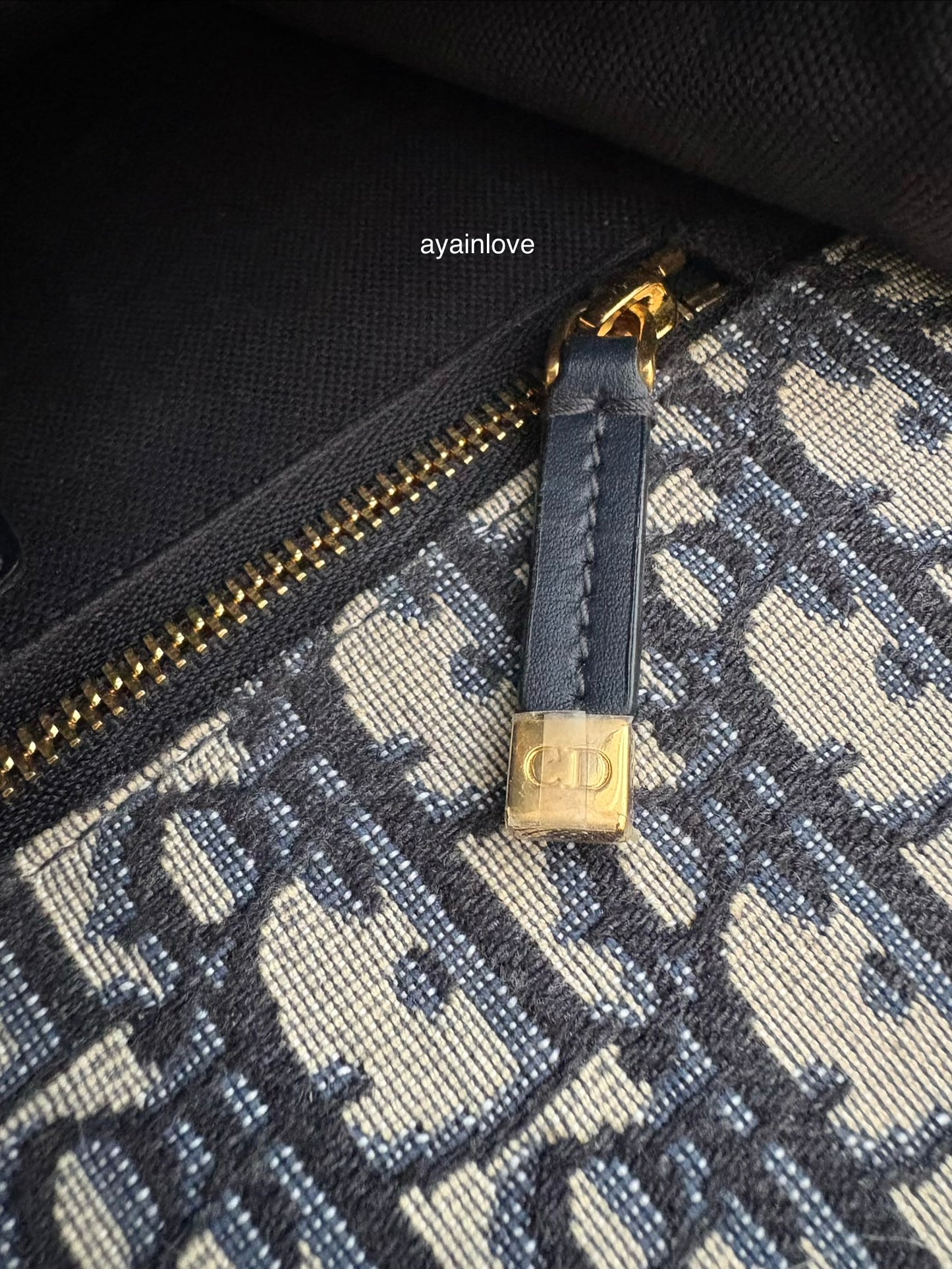 DIOR Montaigne 30 Blue Oblique Jacquard Medium Flap Bag Gold Hardware