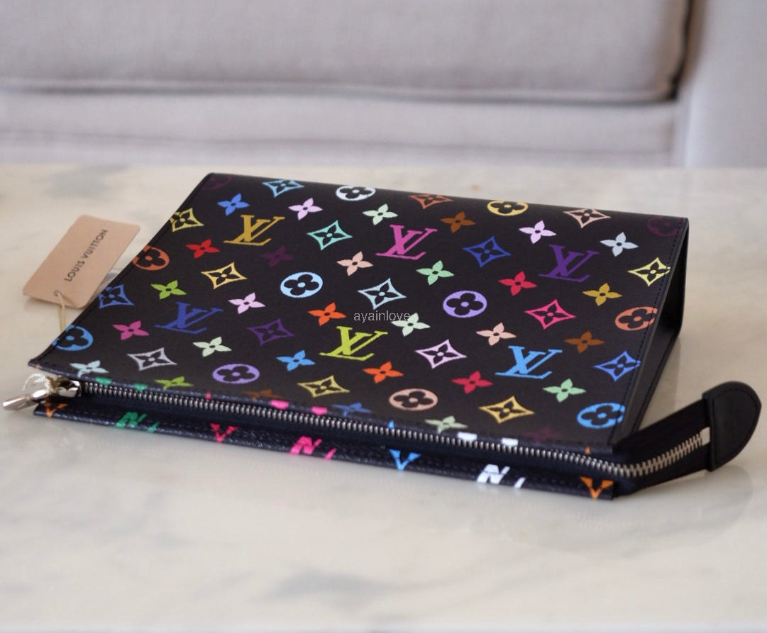 LOUIS VUITTON LV x TM Black Multicolour Rainbow Murakami Toiletry 26 Pouch