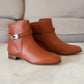 HERMES Naturel Brown Calfskin Neo Ankle Kelly Boots Shoes Palladium Hardware Size 39
