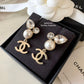 CHANEL 22C CC Crystal Drop Earrings Light Gold Hardware