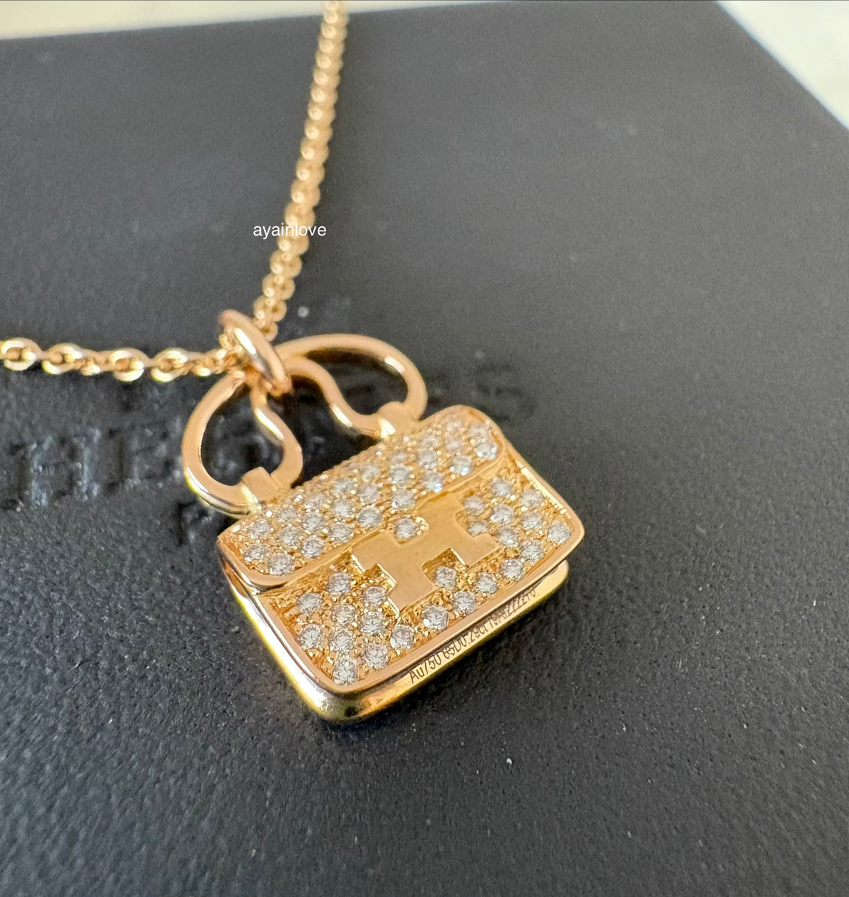 HERMES Amulettes Constance Pendant 18KT Rose Gold and Diamonds Necklace