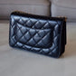 CHANEL Black Caviar Microchipped Classic Wallet On Chain Gold Hardware