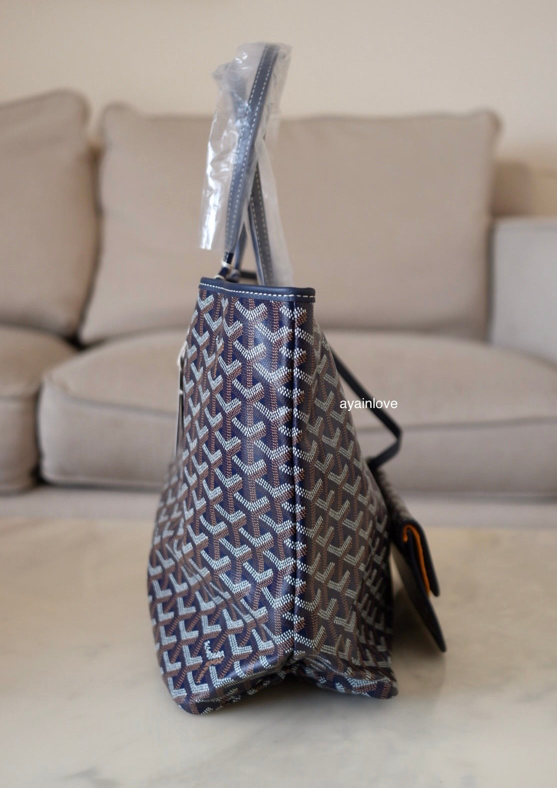 GOYARD St Saint Louis PM Navy Blue Tote Bag