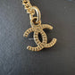 CHANEL 20K Round Pearl Crystal Black White CC Adjustable Necklace Gold Hardware