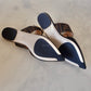 FENDI Vitello Maya Black FF Embossed Monogram Buckle Flat Slides Mules Size 38