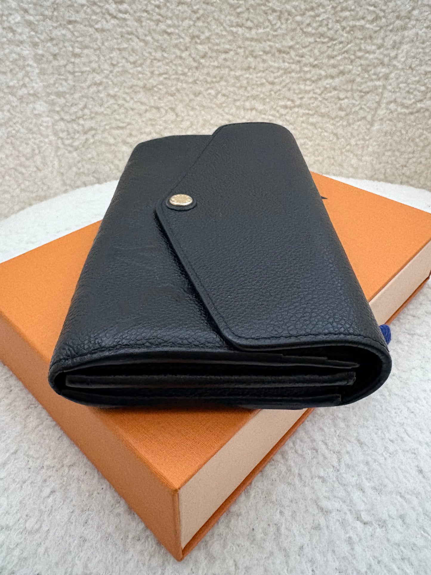 LOUIS VUITTON LV Sarah Black Monogram Empreinte Wallet Gold Hardware