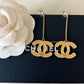 CHANEL Baroque Large CC Dangle Stud Earrings Gold Hardware