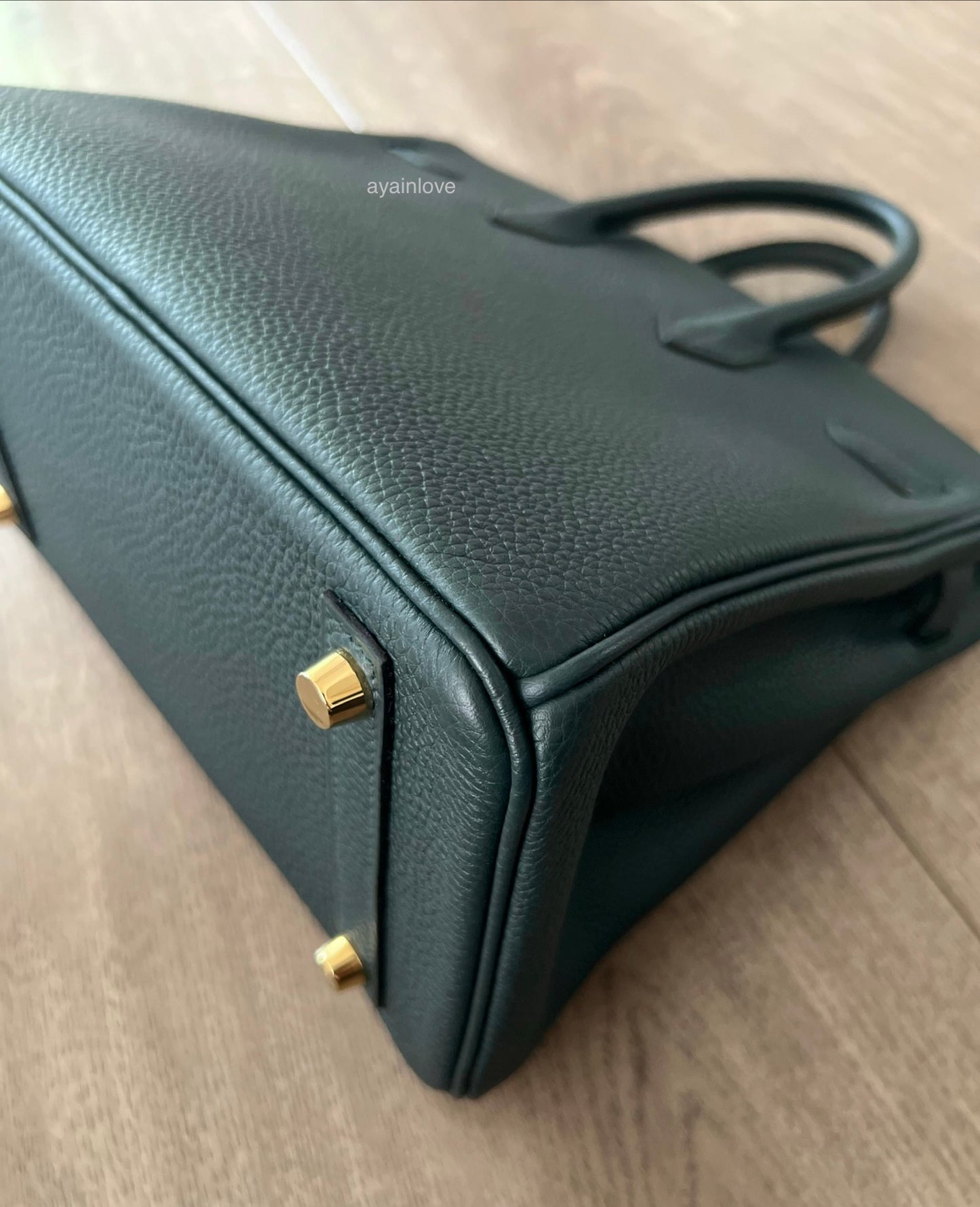 HERMES Birkin 25 Vert Cypress Togo Bag Gold Hardware U Stamp