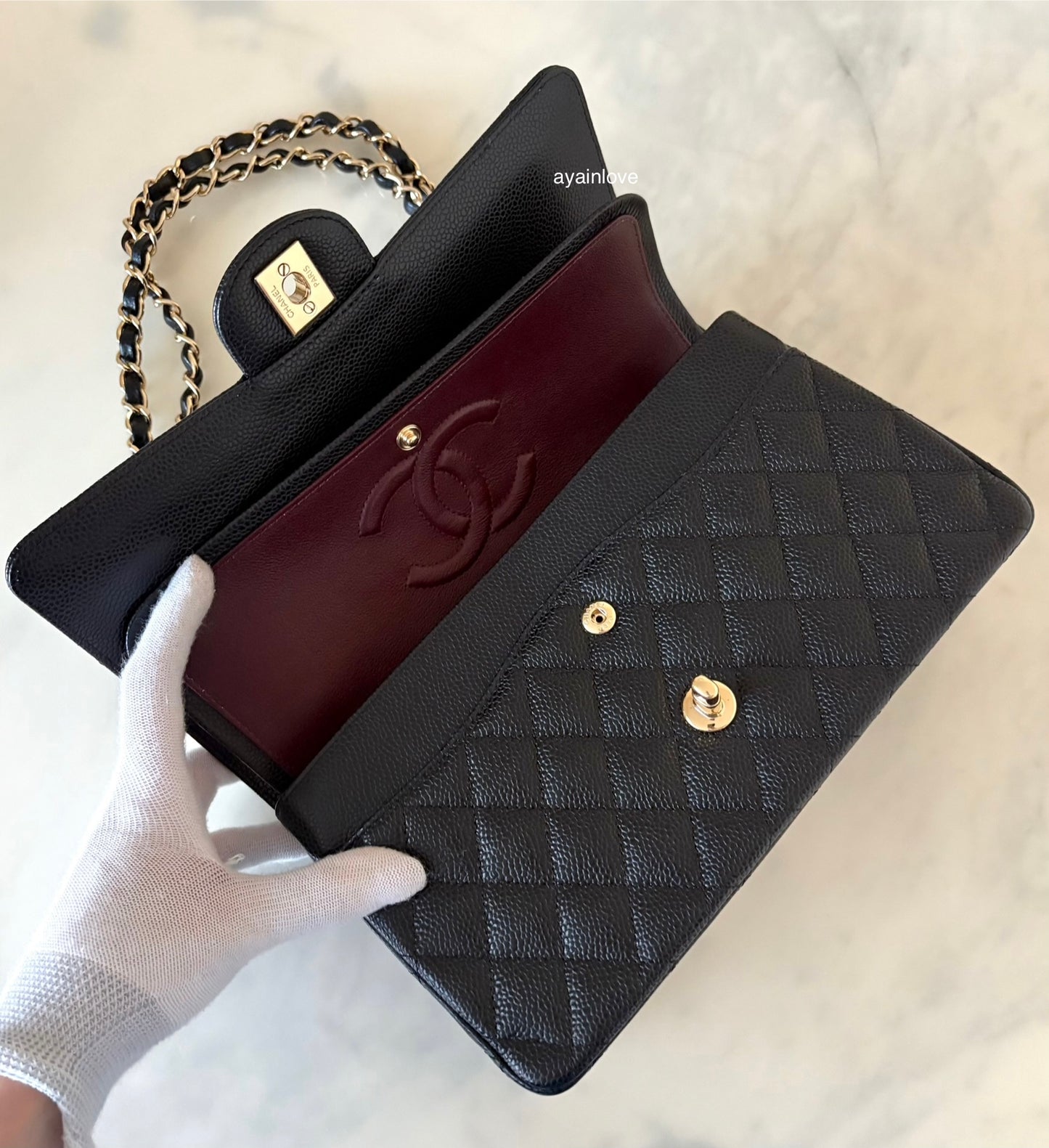 CHANEL Black Caviar Medium/Large Classic Flap Gold Hardware