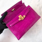HERMES Kelly Pochette Rose Scheherazade Shiny Alligator Gold Hardware C Stamp