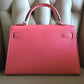 HERMES Mini Kelly 20 Pink Rose Lipstick Chèvre Mysore Palladium Hardware D Stamp