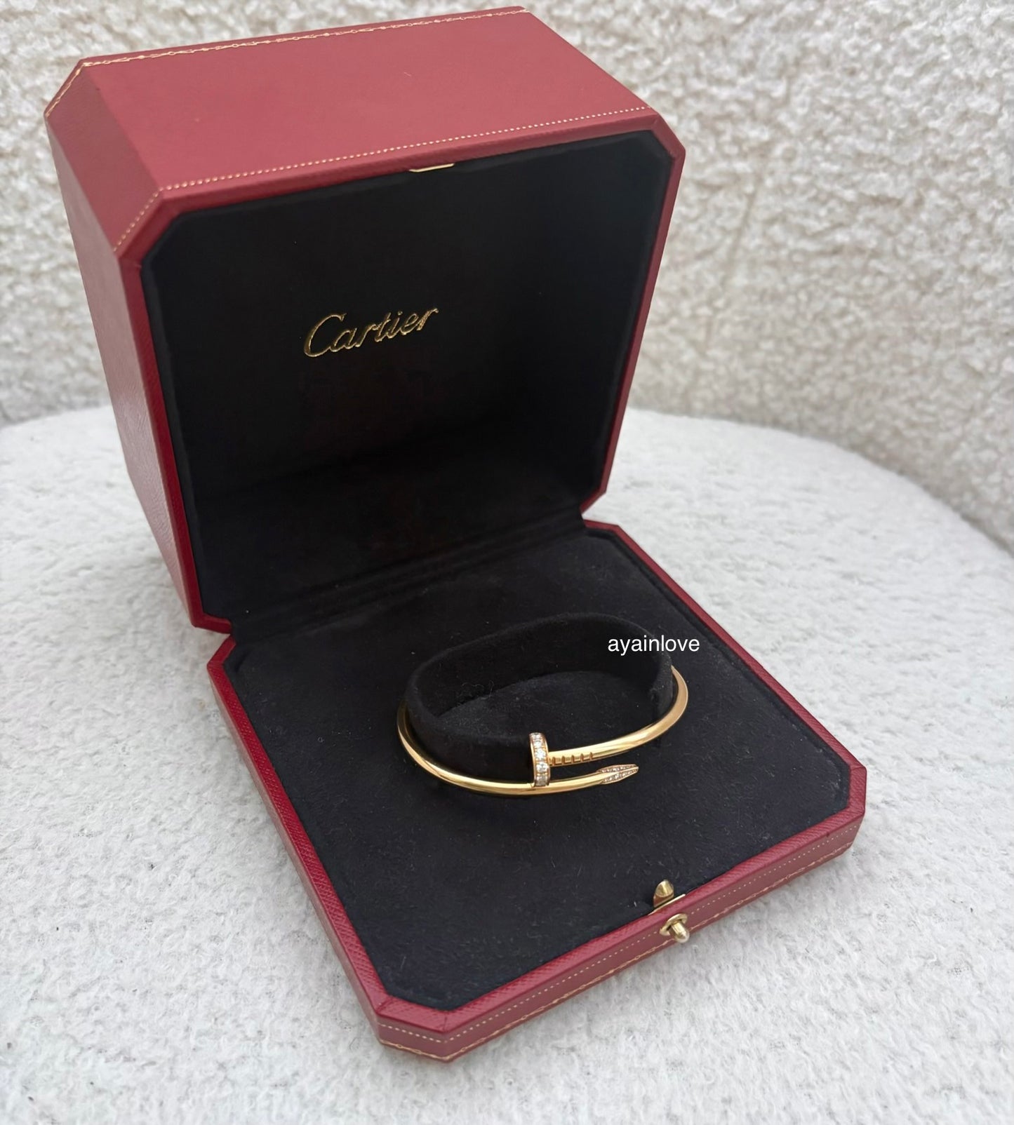 CARTIER 18KT Yellow Gold Full Size Classic JUC Juste Un Clou Diamonds Bracelet Size 17