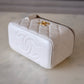 CHANEL Iridescent White Caviar Rectangular Vanity on Adjustable Chain Strap Oversized CC Gold Hardware