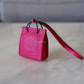 HERMES Pink Rose Mexico Leather Shopping Sac Bag Charm