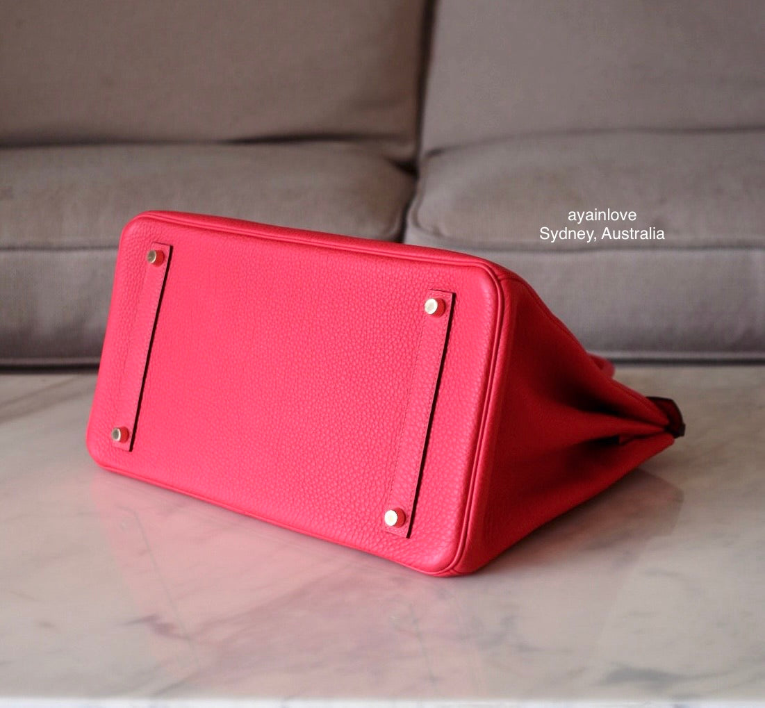 HERMES Birkin 35 Togo Rouge Pivoine Gold Hardware R Stamp