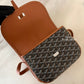 GOYARD Belvedere PM Goyardline Canvas/Calfskin Tan Black Messenger Bag Silver Hardware