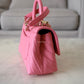 CHANEL Pink Caviar Chevron Small Coco Handle 24 cm Light Gold Hardware
