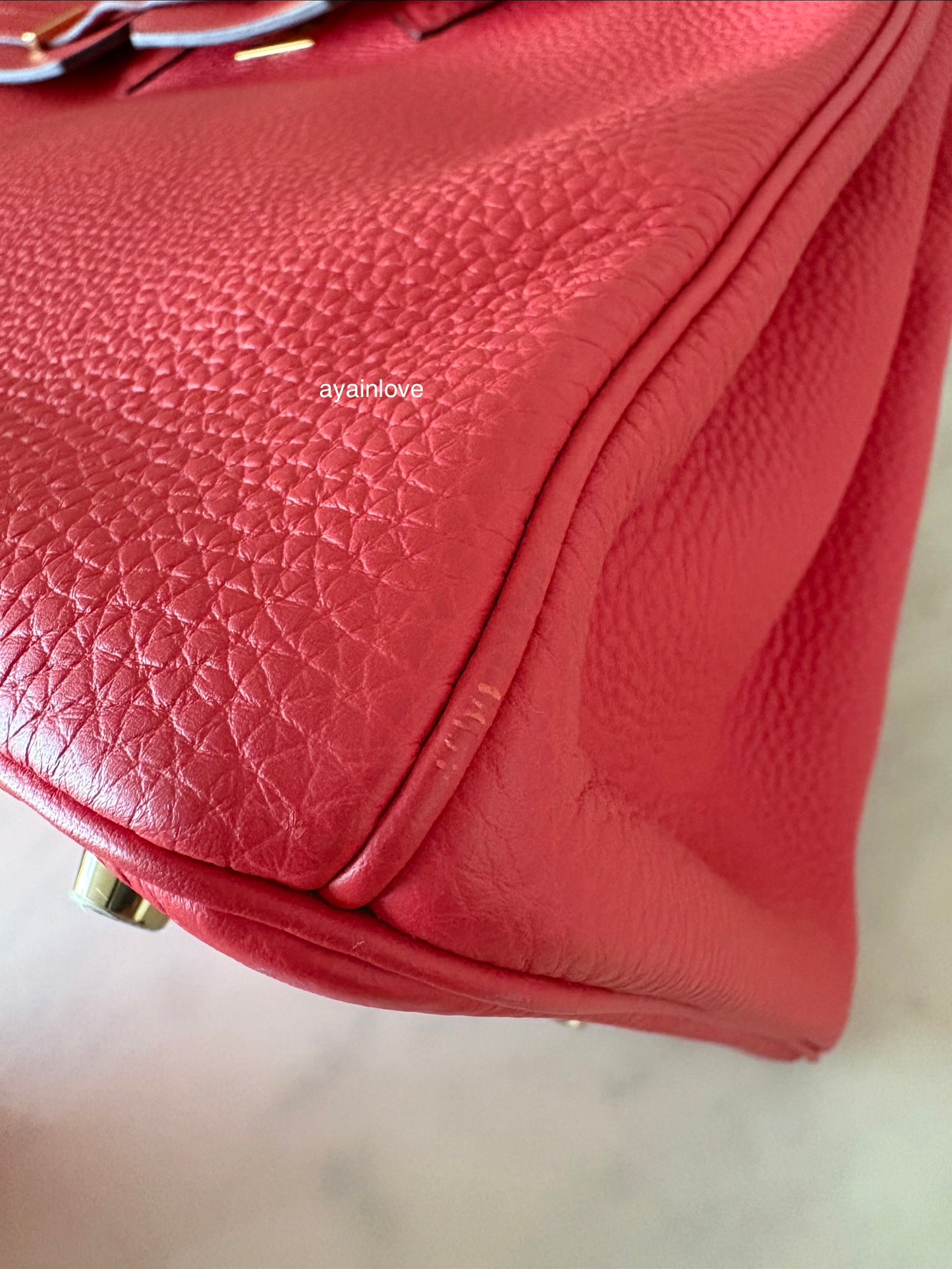 HERMES Birkin 35 Togo Rouge Pivoine Gold Hardware R Stamp