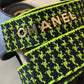 CHANEL Dad Sandals Black Green Houndstooth CC Gold Hardware Size 41