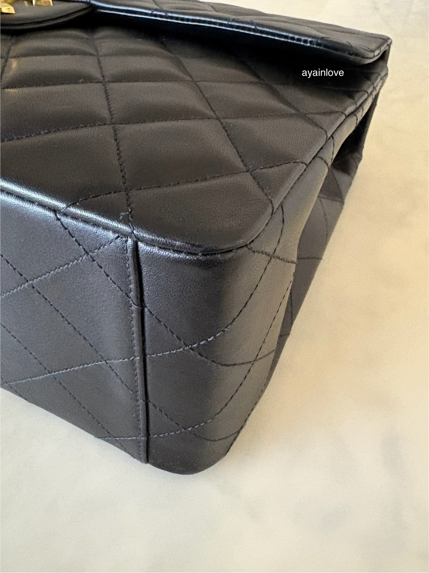 CHANEL Vintage Black Quilted Maxi XL Jumbo Classic Single Flap Oversized CC Bag 24KT Gold Plated Hardware Series 3