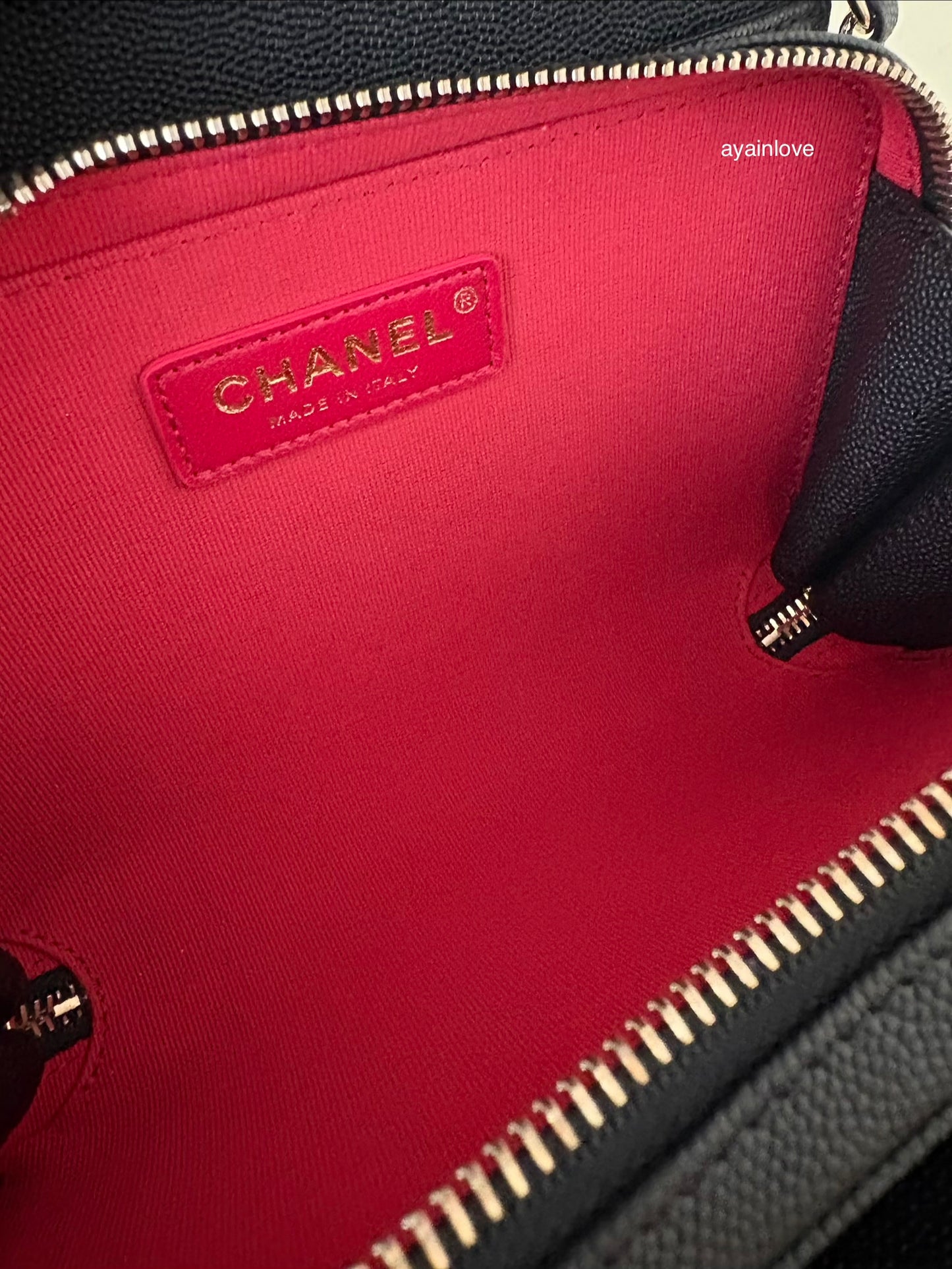 CHANEL 22C Black Caviar Like a Wallet Mini Flap Bag Gold Hardware