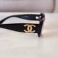 CHANEL Pillow Black CC Logo Hardware Rectangle Sunglasses