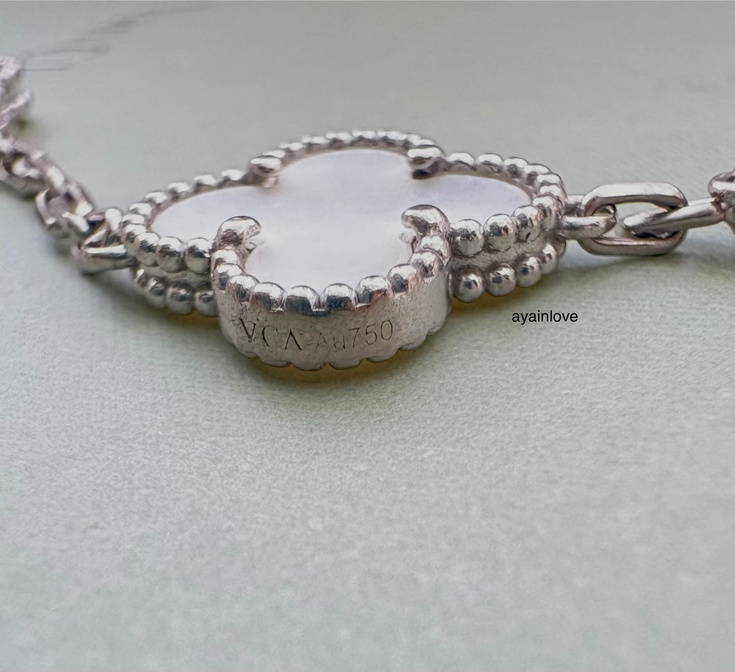 Van Cleef Arpels VCA 5 Motifs Bracelet White Mother of Pearl 18KT White Gold Vintage Alhambra