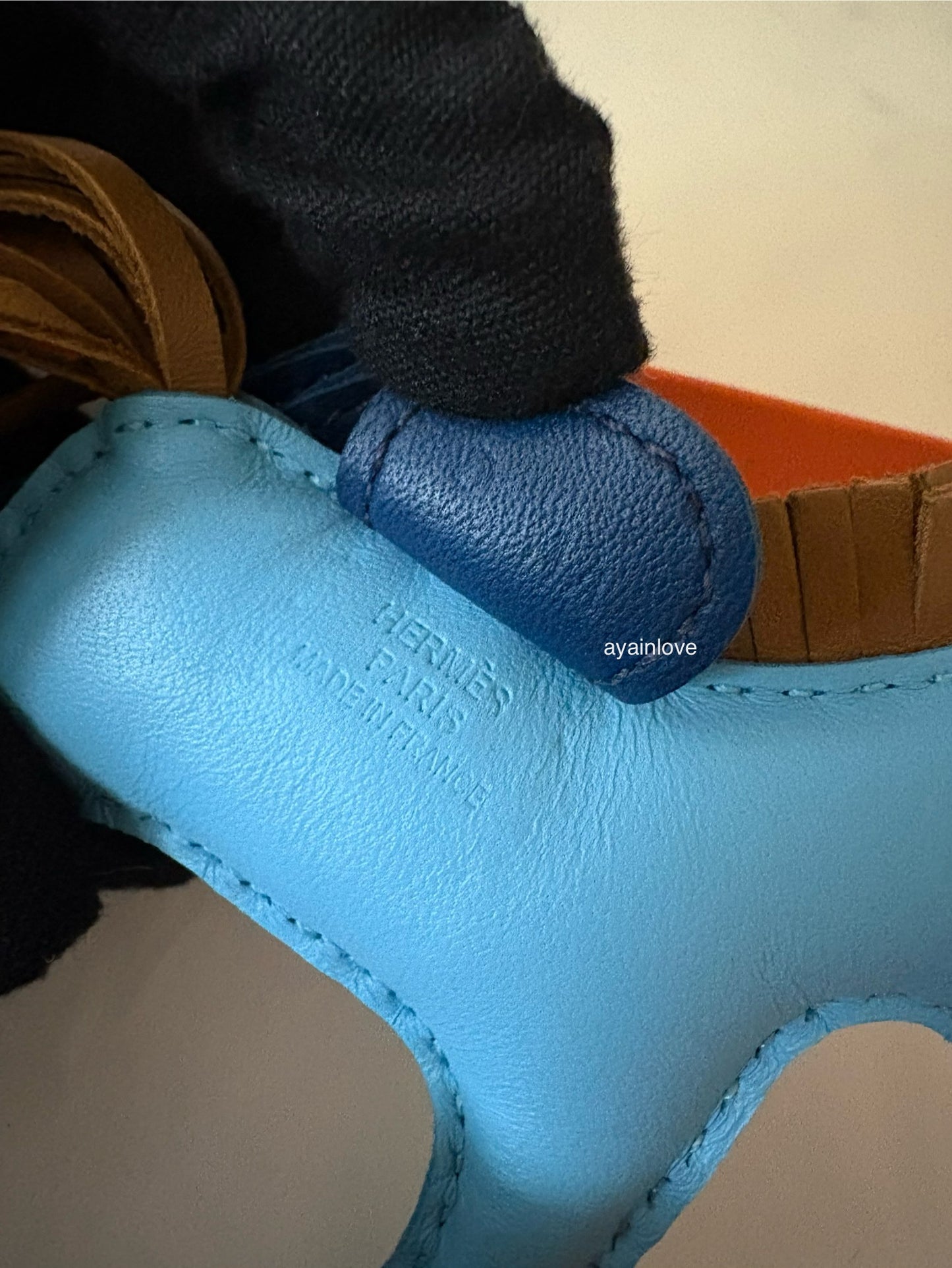 HERMES Rodeo PM Tricolour Bleu Celeste/Kraft/Bleu De Malte Bag Charm