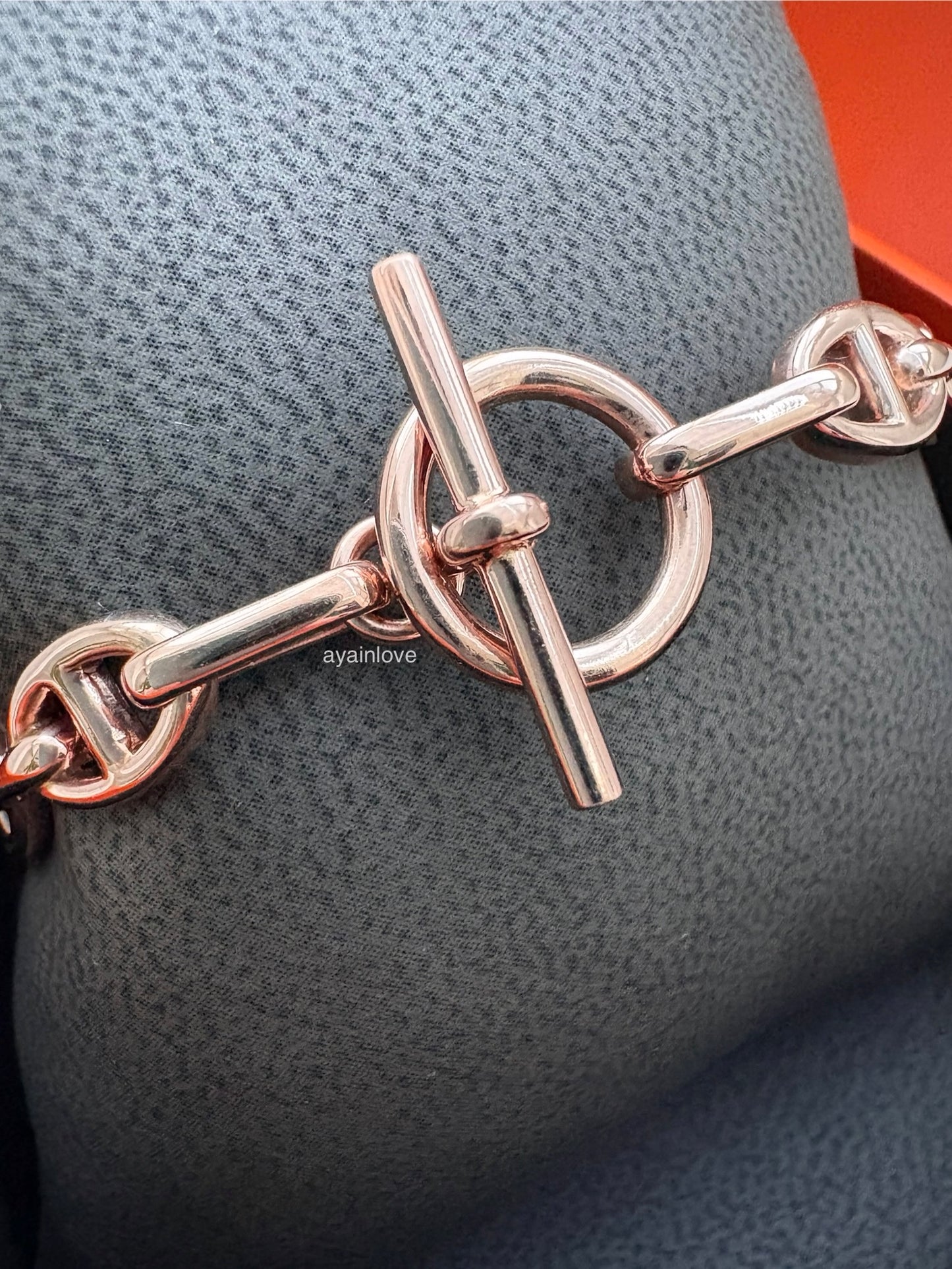 HERMES Enchaine Chaine d’ Ancre 18KT Rose Gold Bracelet PM Toggle Clasp Size ST
