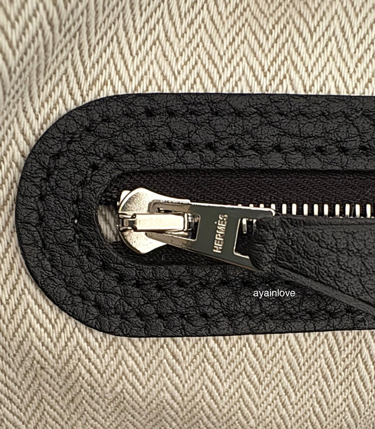 HERMES Garden Party 36 Noir Black Bag Palladium Hardware Stamp U