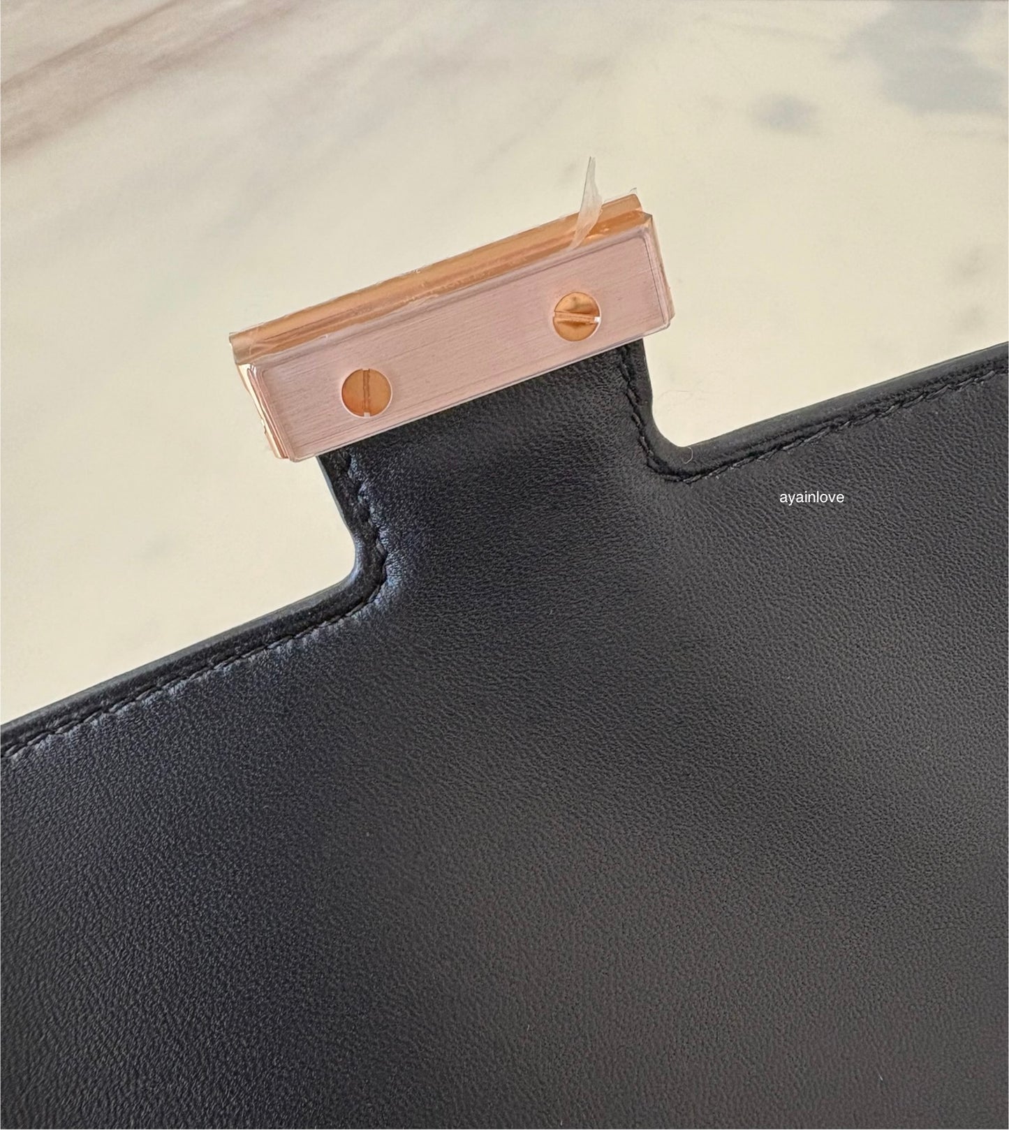 HERMES Constance Mini 18 Noir Black Epsom Rose Gold Hardware W Stamp