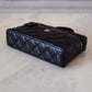 CHANEL 2025 Black Caviar Top Handle Flat Vanity on Chain Light Gold Hardware
