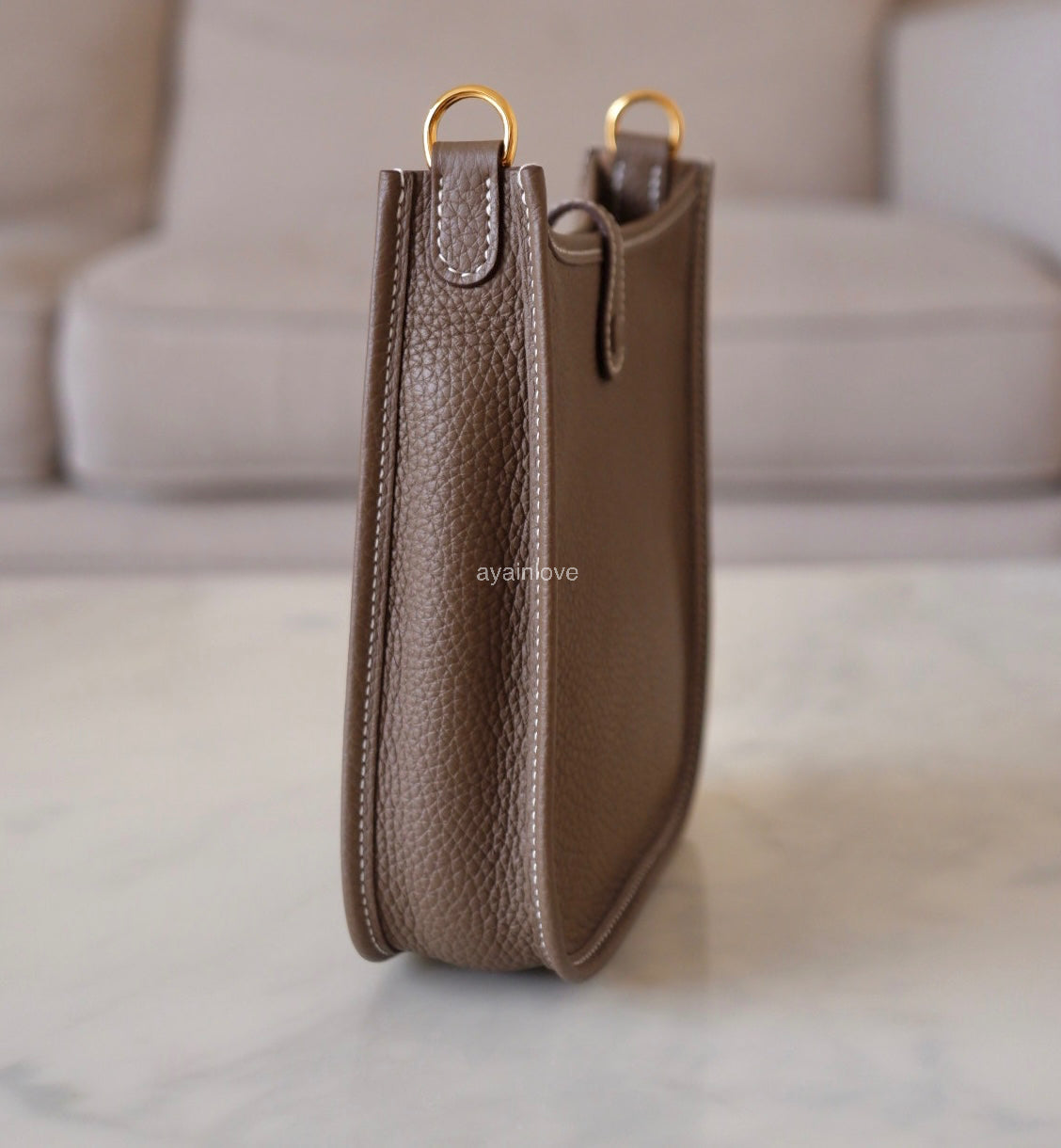 HERMES Mini Evelyne TPM 16 Amazone Etoupe Clemence Gold Hardware U Stamp