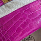 HERMES Mini Kelly Pochette Rose Scheherazade Pink Shiny Alligator Leather Gold Hardware C Stamp